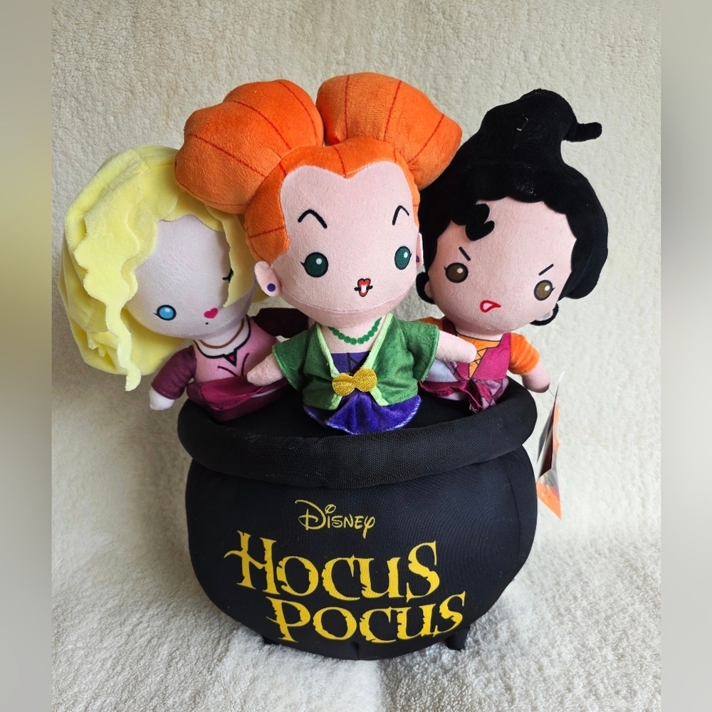 NWT Halloween Disney Hocus Pocus Sanderson Sisters Cauldron Plush Greeter Large - Picture 2 of 6